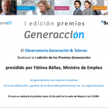 Fátima Báñez, ministra de Empleo – presidirá los premios Generacción – el próximo lunes 23 de abril en la sede de Repsol